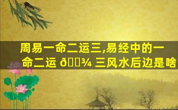 周易一命二运三,易经中的一命二运 🌾 三风水后边是啥